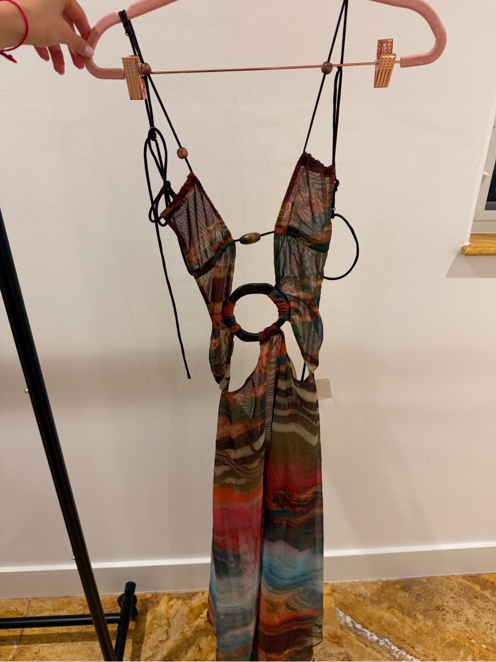 Jaded London Wooden Trim Mesh Dress in Multi Size XS - Picture 6 of 8